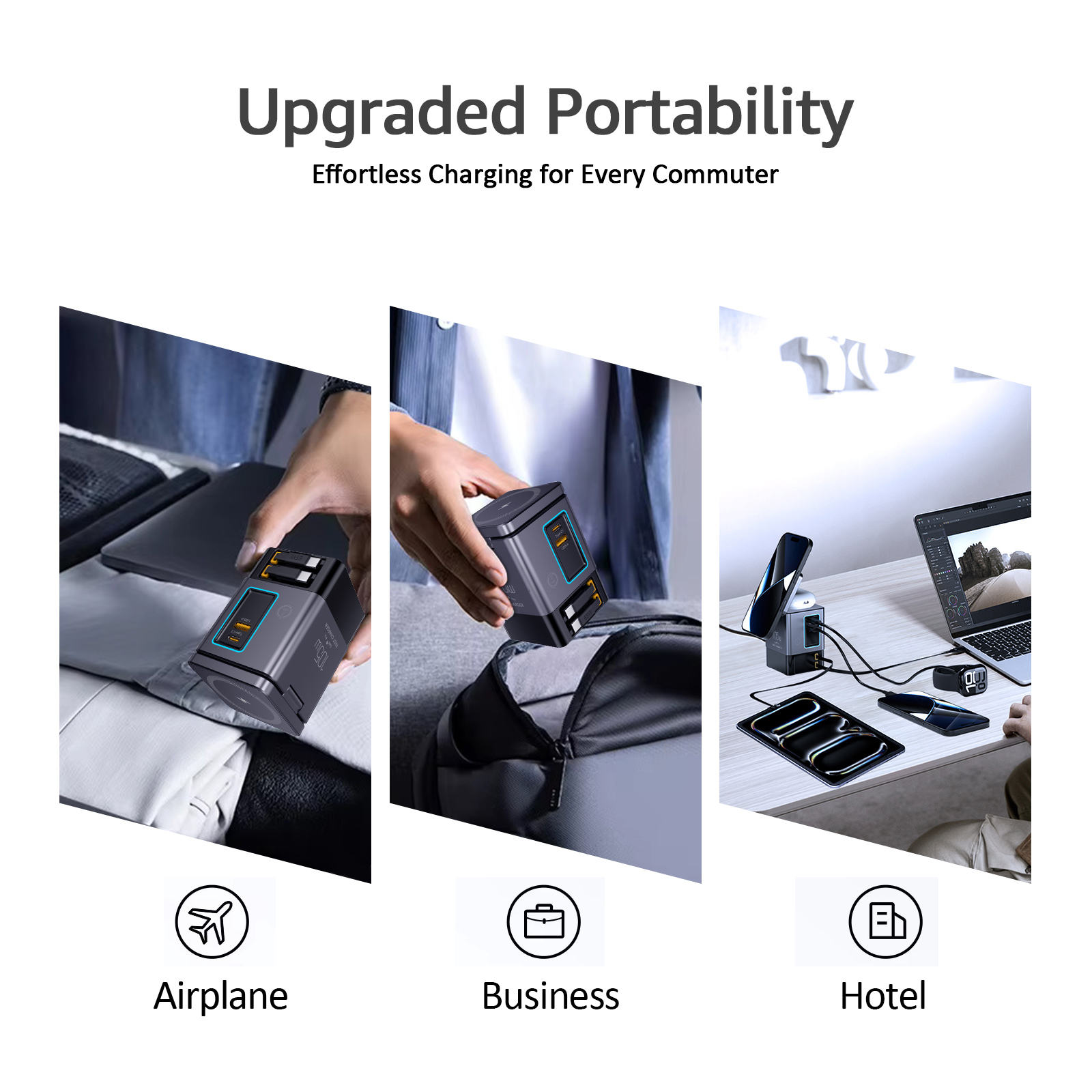 Multi-Functional Charger with Qi Wireless Charging & Retractable Cable - Efficient Power Solution for All Your Devices - Image 4
