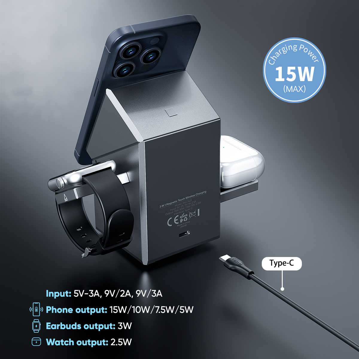 3 in 1 Magnetic 15W Wireless Charging Stations